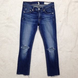 Rag & Bone faded distressed skinny stretch jean 27